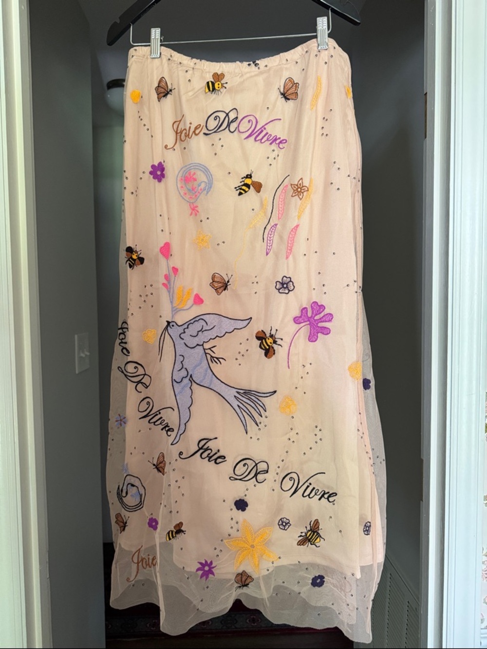 Anthropologie Embroidered Maxi Skirt Joie De Vivre